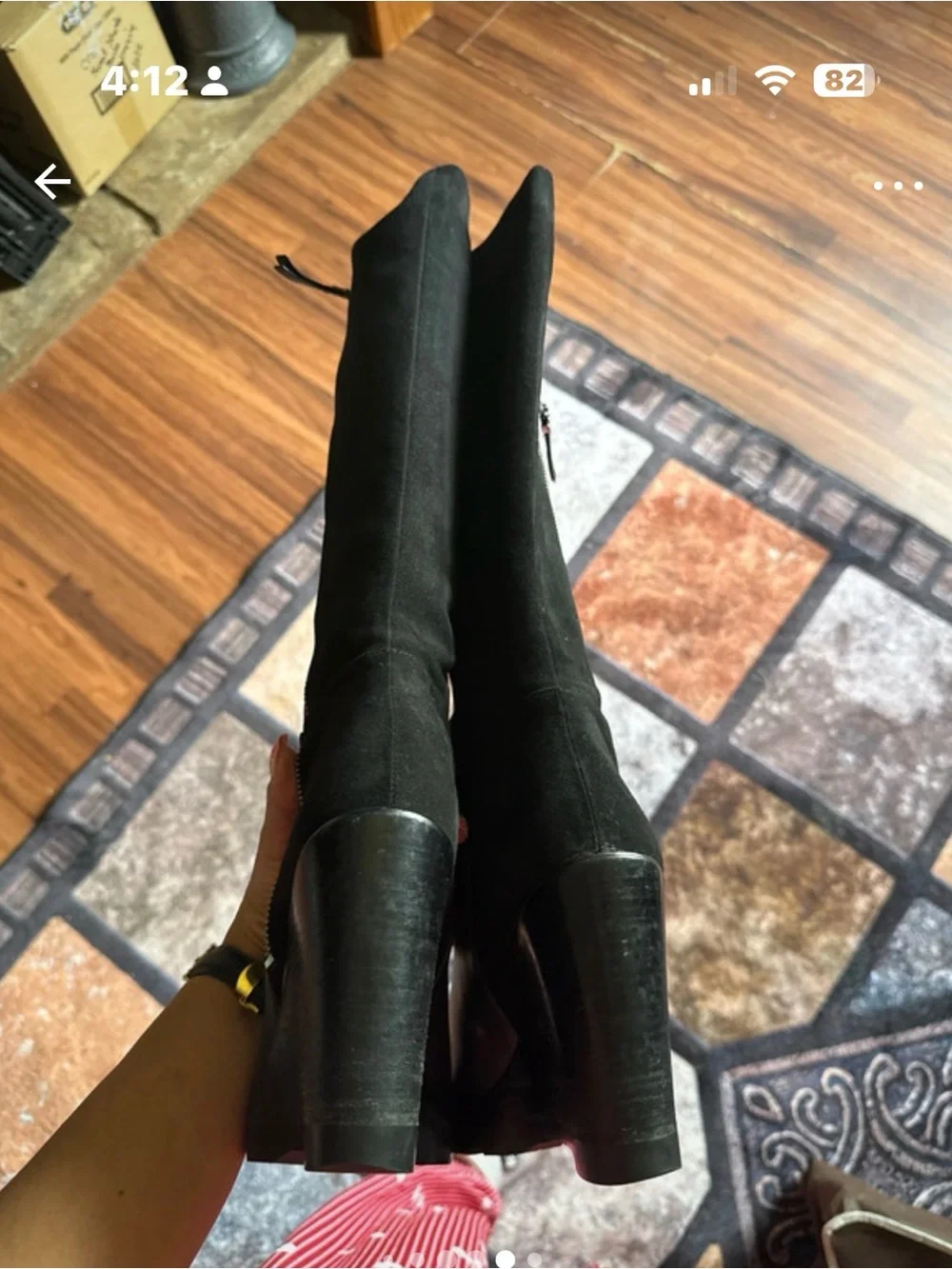 Michael Kors Clara  Black Leather Knee-High Wedge Boots